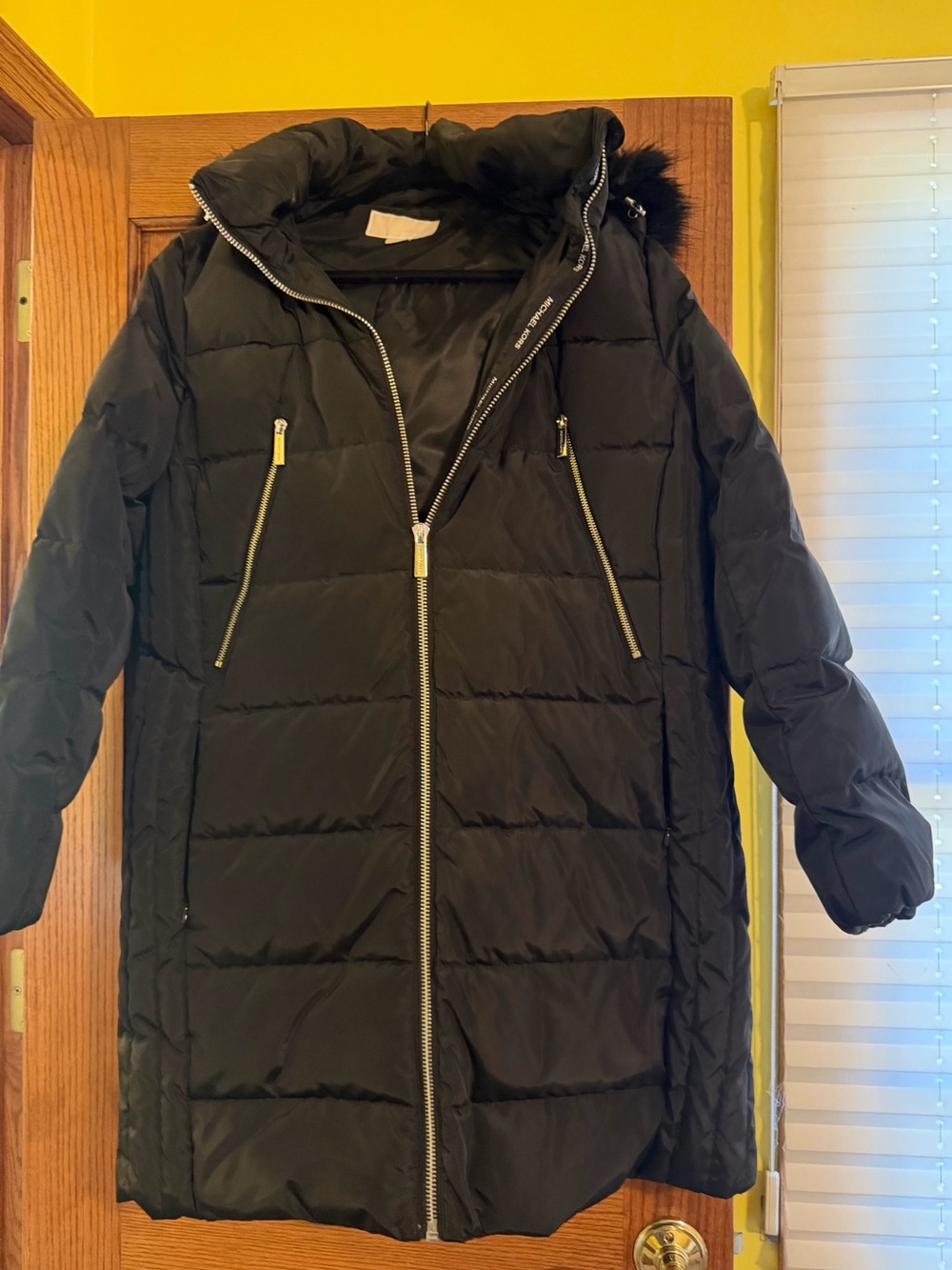 MICHAEL Michael Kors Black Long Puffer Coat with Hood